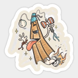 Funny Kasa Obake playing Kenda, Japanese Old school Toys Sticker